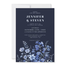 Bezauberte Monchrome Navy Blue Wildblume Hochzeit