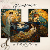 Bezauberte Moonlit Maiden Blumenmosaik Dekoupage Geschenkpapier Set