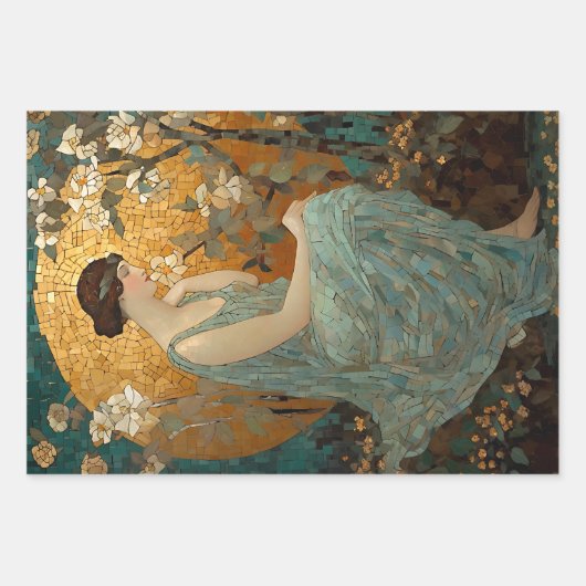 Bezauberte Moonlit Maiden Blumenmosaik Dekoupage Geschenkpapier Set (Vorderseite 3)