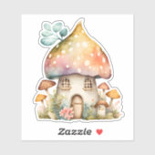 Bezauberte Mushroom-Hütte Wasserfarbe Aufkleber (Blatt)