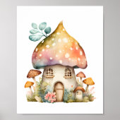 Bezauberte Mushroom-Hütte Wasserfarbe Poster (Vorne)