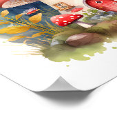 Bezauberte Mushroom-Hütte Wasserfarbe Poster (Ecke)