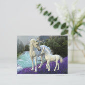Bezauberte Mutter Unicorn und Foal Baby Postkarte (Stehend Vorderseite)