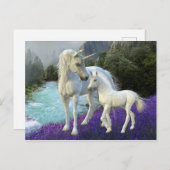 Bezauberte Mutter Unicorn und Foal Baby Postkarte (Vorne/Hinten)
