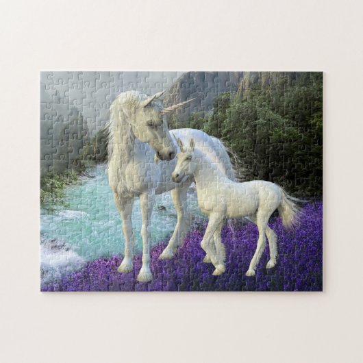 Bezauberte Mutter Unicorn und Foal Baby Puzzle (Horizontal)