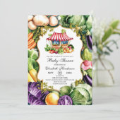 Bezauberte Niedlich Farmer's Market Baby Dusche Einladung (Stehend Vorderseite)