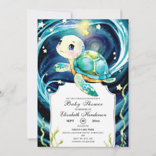 Bezauberte Niedlich Ocean Turtle Baby Dusche Einladung