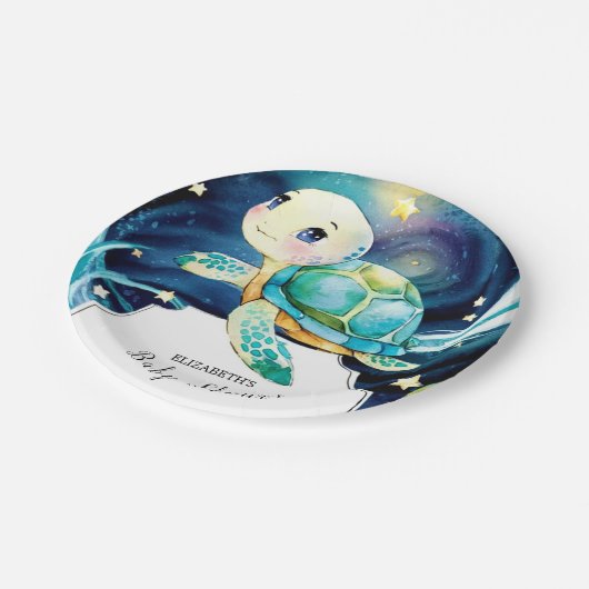 Bezauberte Niedlich Ocean Turtle Baby Dusche Pappteller (Schrägansicht)