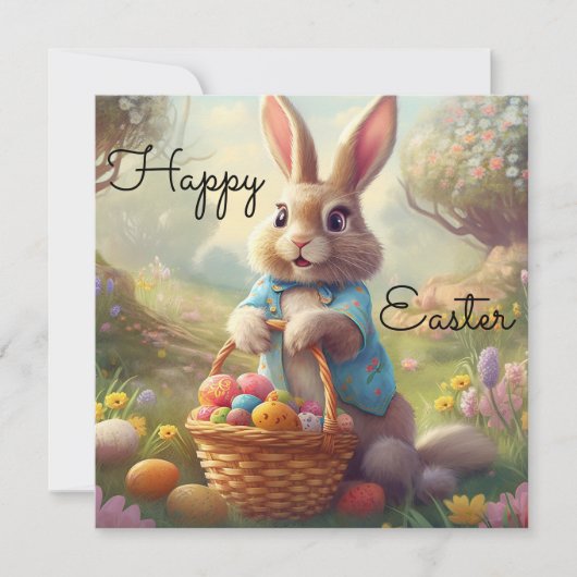 Bezauberte Ostern - Whimsical Bunny Feiertagskarte (Vorderseite)