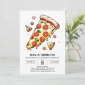 Bezauberte Pilzpizza zum Geburtstag Einladung (Stehend Vorderseite)