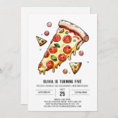 Bezauberte Pilzpizza zum Geburtstag Einladung (Vorne/Hinten)