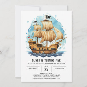 Bezauberte Piratenflagge Pirate zum Geburtstag Einladung