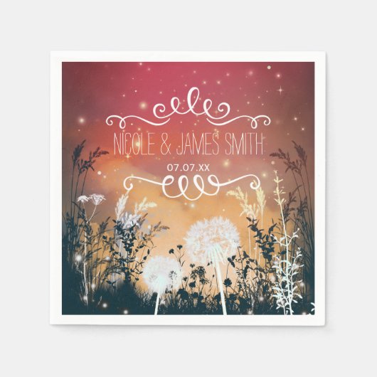 Bezauberte Red Abend Sky Stars & Foliage Wedding Serviette (Vorderseite)