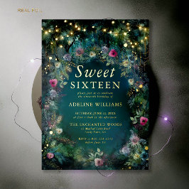 Bezauberte Rose aus dem Wald Gold Twinkle Light Sw Folieneinladung