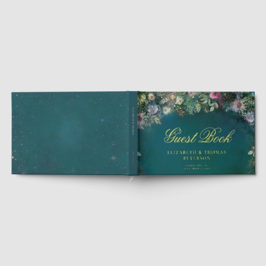Bezauberte Rose Fairy Tale Emerald Wedding Gästebuch (Voll)