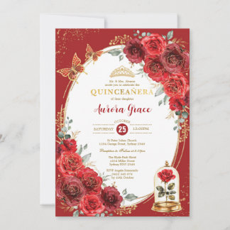 Bezauberte Rose Quinceañera 15. Geburtstagsparty Einladung