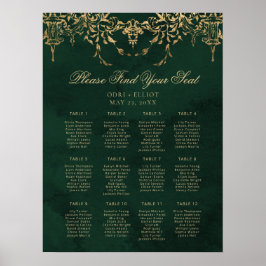 Bezauberte Royal Emerald Gold Hochzeitssitze Poster