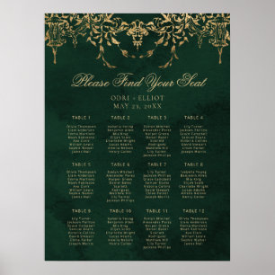 Bezauberte Royal Emerald Gold Hochzeitssitze Poster