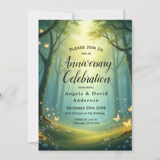 Bezauberte Sonnenlicht-Glimmer-Grove Einladung (Vorderseite)