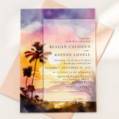 Bezauberte Sonnenuntergang Abend Palm Wasserfarben Einladung