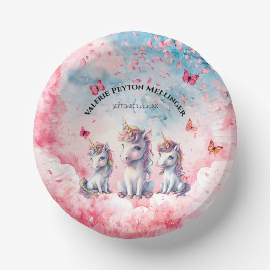 Bezauberte Unicorn-Babyduschmaschine Pappteller (Vorderseite)