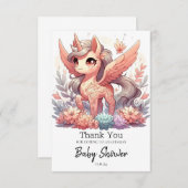 Bezauberte Unicorn-Kinderdusche Dankeskarte (Vorne/Hinten)