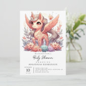 Bezauberte Unicorn-Kinderdusche Einladung (Stehend Vorderseite)