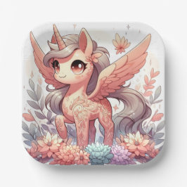 Bezauberte Unicorn-Kinderdusche Pappteller