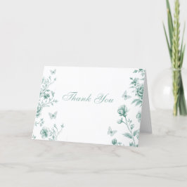 Bezauberte Vintag Sage Green Wedding Dankeskarte