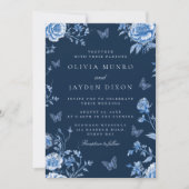 Bezauberte Vintage Blumenhochzeit Mitternacht Einladung (Vorderseite)
