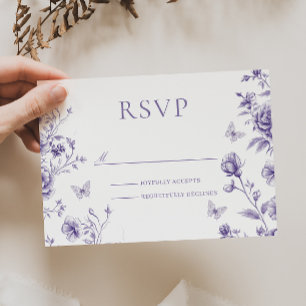 Bezauberte Vintage Lila Blumenhochzeit RSVP Karte