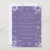 Bezauberte Vintage Lila Butterfly-Hochzeit Einladung (Vorderseite)