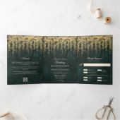 Bezauberte Wälder und goldene Landschaften auf ein Dreifach Gefaltete Einladung (Innenseite)