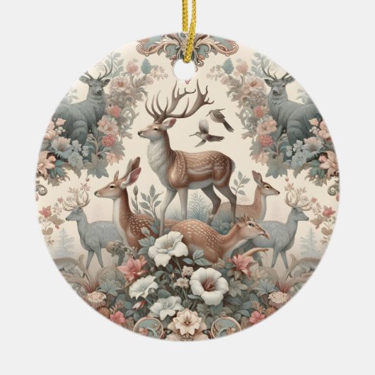 Bezauberte Waldflüster: Viktorianische Tierwelt Keramik Ornament (Vorne)