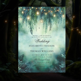 Bezauberte Waldhanging Lanterns Fairy Wedding Einladung