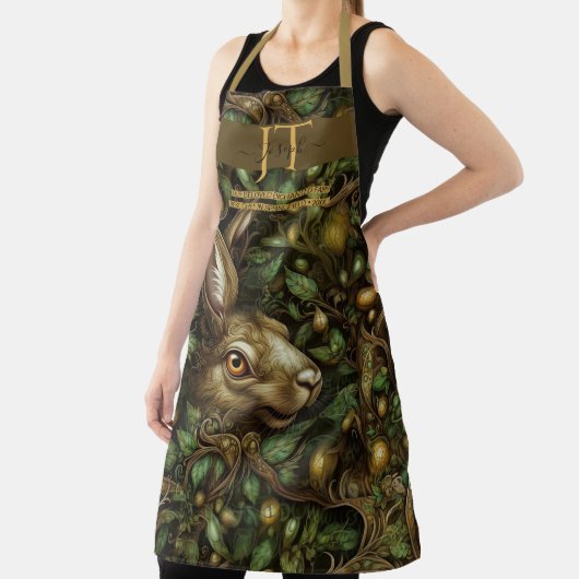 Bezauberte Waldhasen-Braunbraun-Monogramm Schürze (InSitu)