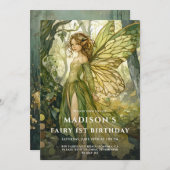 Bezauberte Waldmärsche 1. Geburtstag Einladung (Vorne/Hinten)