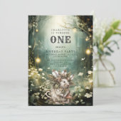 Bezauberte Waldmäuse 1. Geburtstag Einladung (Stehend Vorderseite)