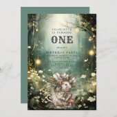 Bezauberte Waldmäuse 1. Geburtstag Einladung (Vorne/Hinten)