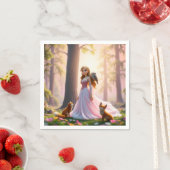 Bezauberte Waldprinzessin mit Tiergesellschaften Serviette (Beispiel)