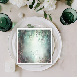 Bezauberte Waldreben Goldmedaille magische Hochzei Serviette