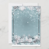 Bezauberte Winter-Rose Silver White Quinceañera Einladung (Rückseite)