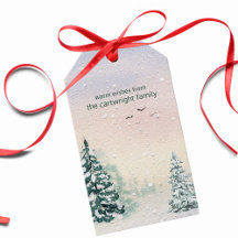 Bezauberte Winter-Wasserfarbengeschenk-Tag - Bäume