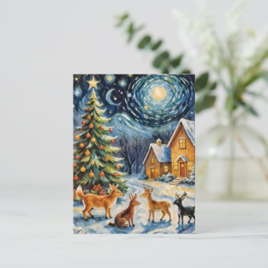 Bezauberte Winternacht Postkarte (Stehend Vorderseite)