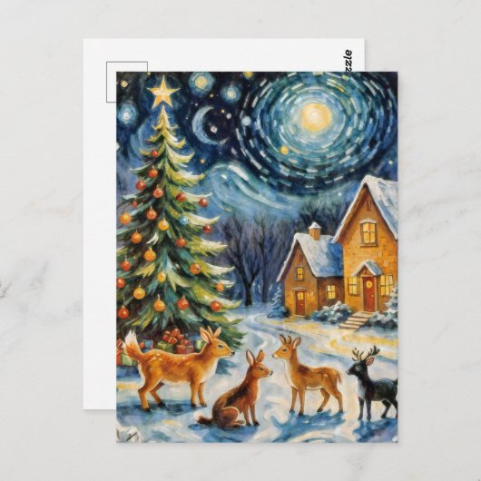 Bezauberte Winternacht Postkarte (Vorne/Hinten)