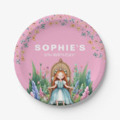 Bezauberte Woodland Fairy Princess Birthday Pappteller (Vorderseite)