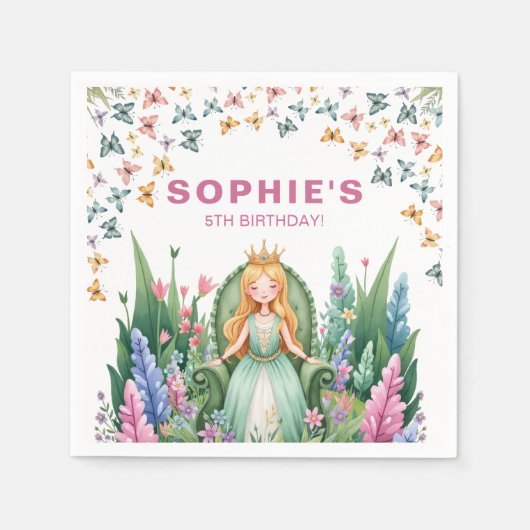 Bezauberte Woodland Fairy Princess Birthday Serviette (Vorderseite)