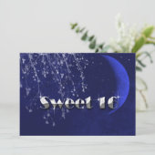 Bezauberter Abend, Mond und Sterne, 16 . Geburtsta Einladung (Stehend Vorderseite)