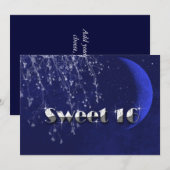 Bezauberter Abend, Mond und Sterne, 16 . Geburtsta Einladung (Vorne/Hinten)