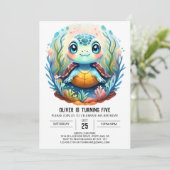 Bezauberter Aquatic Whimsy Turtle Boy Geburtstag Einladung (Stehend Vorderseite)